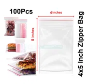 100 pcs Zipper lock bag 4" x 5" inch Small Mini Size Pack Poly Resealable Zip Lock Poly Bag for Plastic Storage Packet_img_0