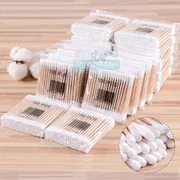 4 pack 400pcs Double Head Wood Cotton Bud/Swab Nose Ears Cleaning Women Makeup Tools Lipstik Cotton Buds Tip Sticks Bastoncillos Oidos_img_1