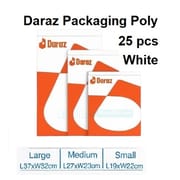 Daraz Packaging Poly Plastic Bag 25pcs for Courier Product Covering Pack White Color L M S Size_img_0