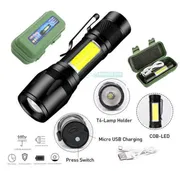Rechargeable Mini Torch Light with COB LED & Zoom Flashlight | Price in BD_img_0