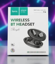 Original hoco T18 True Wireless Stereo (TWS) Earbuds - 5.4 Bluetooth Headset 15 Hours Battery Life_img_0