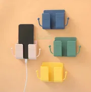 Mobile Phone Charging Hanging Holder Multifunction Wall Mounted Plug Bracket Remote Control Mounted Storage Box_img_0