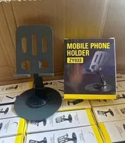 Mobile Phone Holder Stand for Desk, Foldable Hollow Design Phone Tablet Holder Durable & Convenient 360° Rotating Base Silver Stand Compatible with Phone & Tablets ZY033_img_1