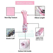 Reusable Waterproof Dishwashing Rubber Gloves with Velvet Lining Non-Slip Kitchen Cleaning Gloves (1 Pair) | Price in BD_img_3