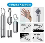 Mobile Phone SIM Card Ejector Tool Earphone Cleaning Pen High End Portable Keychain for Bluetooth Earphones and Earpiece Compartments_img_0