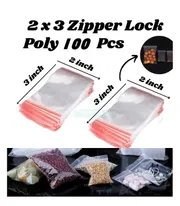 100 pcs Zipper lock bag 2" x 3" inch Small Mini Size Pack Poly Resealable Zip Lock Poly Bag for Plastic Storage Packet_img_0