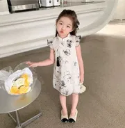 Kids Girls Summer Elegant Floral Cheongsam Style Chinese Princess Dress (1 to 6 years)_img_2