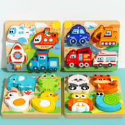 4-in-1 3D Wooden Puzzle Board for Kids – Educational Animal & Vehicle Shape Matching Toy_img_2