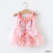 Baby Girl Butterfly Wings Fairy Sleeveless Pleated Lace Summer Dress (6 months to 3 years)_img_3