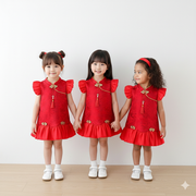 Baby Girl Elegant Traditional Style Red Party Dress (6 months to 3 years)_img_0