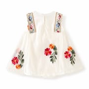 Baby Girl Summer Elegant Floral Embroidered Romper Sleeveless Party Dress (0 to 18 months) with Necklace_img_2
