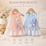 Baby Girls Floral Lace Romper Dress with 3D Flower Applique & Embroidered Hem (0 to 3 years) for yours BABUU_img_0