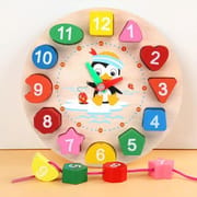 Kids Wooden Educational Clock Toy with Number Shapes - Learning Time, Shapes & Colors Montessori Toy_img_3