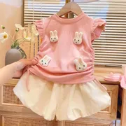 Kids Girls Summer Outfit Set Cute Duck Appliqué Top with Tulle Skirt Set (1 to 5 years)_img_7