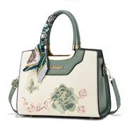 Embroidered Floral & Butterfly Top-Handle Bag with Decorative Scarf and Gold Hardware._img_1