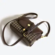 Vintage Brown Houndstooth Crossbody Bag for Women._img_1