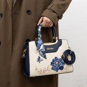 Embroidered Floral & Butterfly Top-Handle Bag with Decorative Scarf and Gold Hardware._img_3