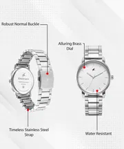 Fastrack Stunners White Dial Silver Metal Strap Analog Watch - For Men_img_5