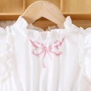 Kids Girls Pink & White Flutter Sleeve Blush Bow Twirl Party Dress (3 to 8 years)_img_3
