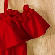 Kids Girls Red Ruffle Party Dress with Belt (3 to 8 years)_img_3