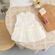 Baby Girl Elegant Sleeveless White Princess Floral Jacquard Summer Party Dress (0 to 18 months)_img_3