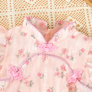 Baby Girl Floral Cheongsam Pink Traditional Style Romper Dress (0 to 18 months)_img_5