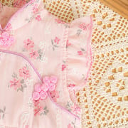 Baby Girl Floral Cheongsam Pink Traditional Style Romper Dress (0 to 18 months)_img_7