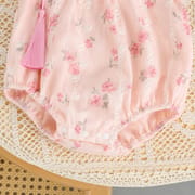 Baby Girl Floral Cheongsam Pink Traditional Style Romper Dress (0 to 18 months)_img_8