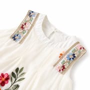Baby Girl Summer Elegant Floral Embroidered Romper Sleeveless Party Dress (0 to 18 months) with Necklace_img_4