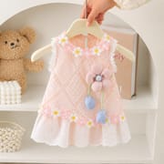 Baby Girls Floral Lace Romper Dress with 3D Flower Applique & Embroidered Hem (0 to 3 years)_img_1