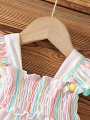 Baby Girls Pom Pom Sleeves Rainbow Summer Dress (0 to 3 years)_img_2