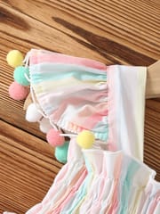 Baby Girls Pom Pom Sleeves Rainbow Summer Dress (0 to 3 years)_img_3