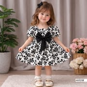 Baby Girls Floral Bow Princess Cute Puff Sleeve Party Dress (6 months to 6 years)_img_0