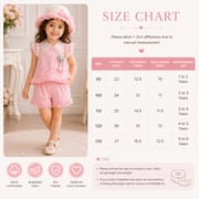 Kids Girl Elegant Pink Lace Outfit Set with Ruffle Skirt Pant & Sun Hat (1 to 6 years)_img_7