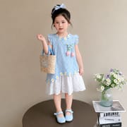 Kids Girls Elegant Summer Blue Lace Floral Party Dress (1 to 6 years)_img_1
