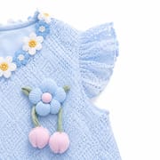 Kids Girls Elegant Summer Blue Lace Floral Party Dress (1 to 6 years)_img_7