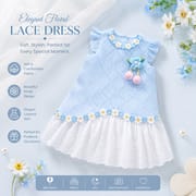 Kids Girls Elegant Summer Blue Lace Floral Party Dress (1 to 6 years)_img_0