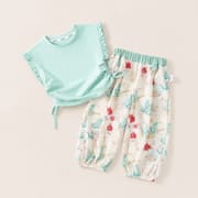Kids Mint Green Butterfly Floral Girls Outfit Set (1 to 6 years)_img_2