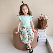 Kids Mint Green Butterfly Floral Girls Outfit Set (1 to 6 years)_img_0