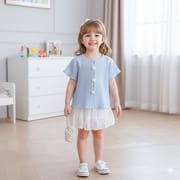 Kids Girls Boutique Textured Elegant Summer Top & Tiered Skirt Pant Set (6 months to 6 years) for your ANGEL_img_2