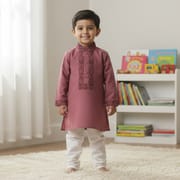 Kids Boy Premium Elegant China Vangchur Saffron EID Panjabi with Pant (2 to 8 years)_img_0