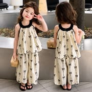 Kids Girls Elegant Bow Print Sleeveless Summer Top & Wide Leg Pants Dress Set (1 to 6 years)_img_1