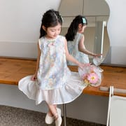 Kids Girls Elegant Sleeveless Pastel Floral Lace Princess Party Dress (1 to 6 years)_img_2