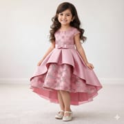 Kids Girls Luxury Princess Embroidered Satin High-Low Party Gown Dress (2 to 7 years)_img_0