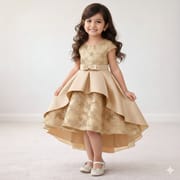 Kids Girls Luxury Princess Embroidered Satin High-Low Party Gown Dress (2 to 7 years)_img_2