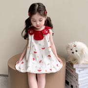 Kids Girls Mushroom Print Red Collar Balloon Dress (1 to 6 year)_img_2