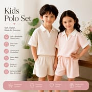 Kids Summer Polo Collar Ribbed Clothing Set for Boys & Girls – Soft Short Sleeve Top & Shorts Set (6 months to 6 years)_img_0