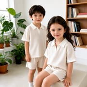 Kids Summer Polo Collar Ribbed Clothing Set for Boys & Girls – Soft Short Sleeve Top & Shorts Set (6 months to 6 years)_img_1