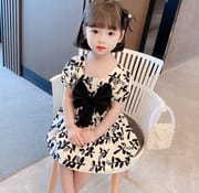 Baby Girls Floral Bow Princess Cute Puff Sleeve Party Dress (6 months to 6 years)_img_2
