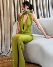Halter Hollow Out Backles Party Dress_img_2